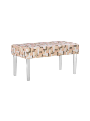 Stella Sequin Colorblock Acrylic Leg Bench Silver - Linon