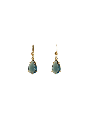 "montana Blue" Glass Prong Teardrop Earrings