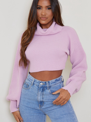 Lilac Soft Knit Chunky Roll Neck Knitted Sweater