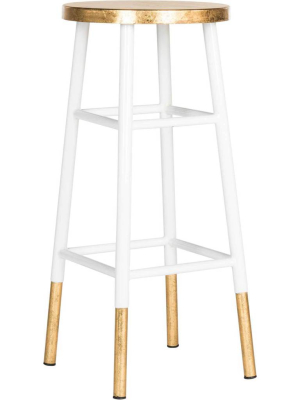 Ema Dipped Gold Leaf Bar Stool White