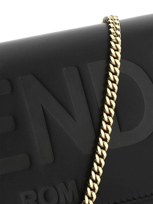 Fendi Roma Lettering Chain Shoulder Bag