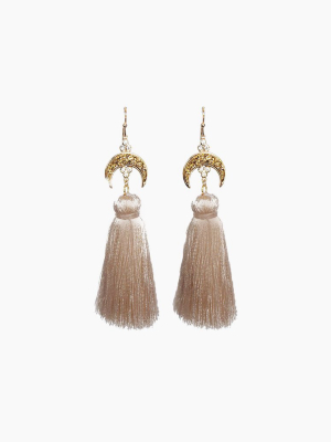 Titania Druzy Tassel Earrings - Taupe