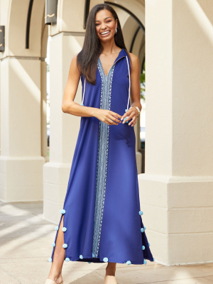 Blue Embroidered Maxi Dress