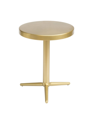 Modern Round Pedestal Accent Table - Brass - Zm Home