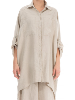 Wide Loose Natural Linen Shirt