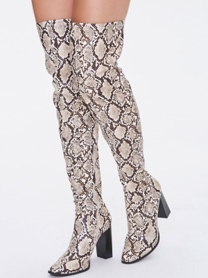 Faux Snakeskin Over-the-knee Boots