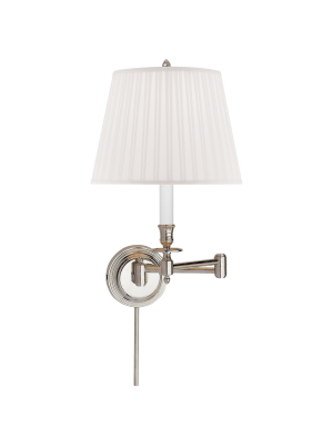 Candlestick Swing Arm In Polished Nickel With Silk Shade