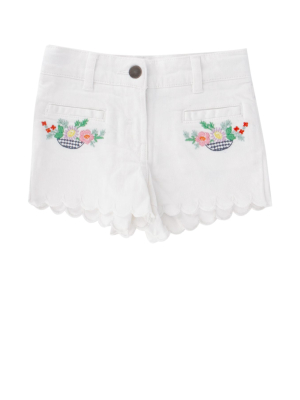 Stella Mccartney Kids Flower Embroidered Denim Shorts