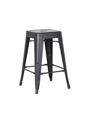 Set Of 2 24" Industrial Backless Metal Barstools - Ac Pacific