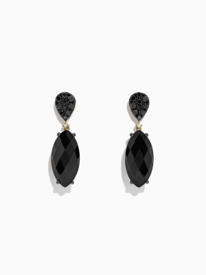 Effy Eclipse 14k Yellow Gold Onyx And Diamond Earrings, 6.38 Tcw