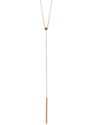 14k Black Diamond Bar Lariat Necklace