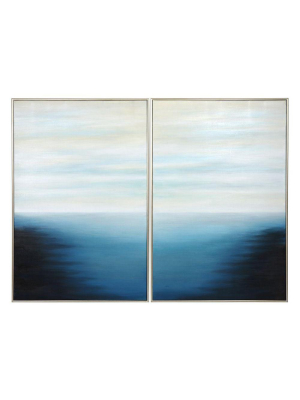 Below The Surface (set Of 2) - 40" X 60" - Silver Floater Frame