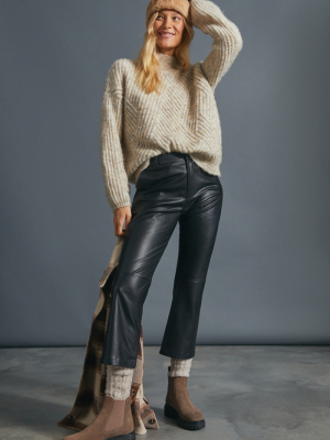 Jolene Leather Cropped Flare Trousers