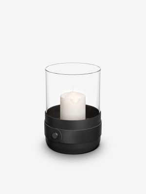 Emma Noir Candle Holder With Leather And Black Detail By Edlvarm