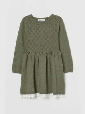 Lace-trimmed Knit Dress