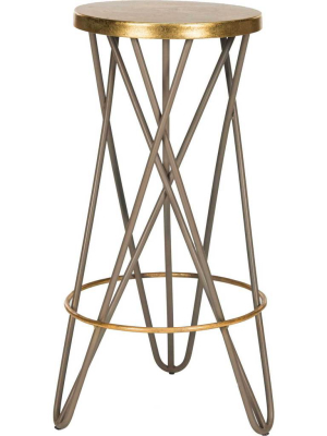 Lorenzo Gold Leaf Bar Stool Beige