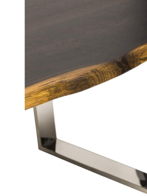 Versailles Dining Table, Seared Oak/polished Stainless Base