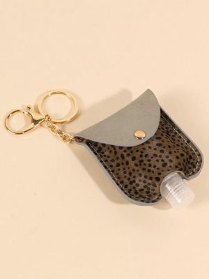 Animal Print Calf Hair Mini Sanitizer Holder