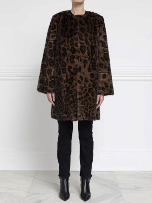 The Cora Stripped Leopard Mink Fur Coat