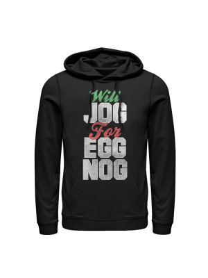 Women's Chin Up Christmas Jog For Egg Nog Pull Over Hoodie