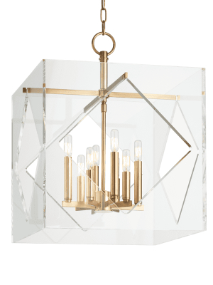 Travis 8 Light Pendant Aged Brass