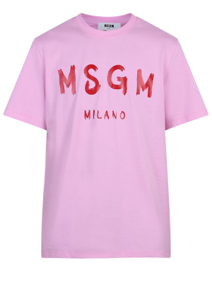 Msgm Logo Print Crewneck T-shirt