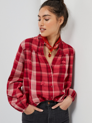 Aliyah Embroidered Plaid Buttondown