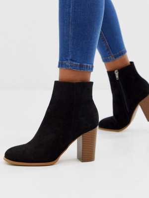 Asos Design Rye Heeled Ankle Boots In Black