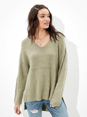 Ae Oversized Dreamspun Pointelle Sleeve Sweater