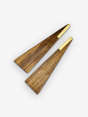 Angled Salad Server With Brass Inlay By The Wooden Palate