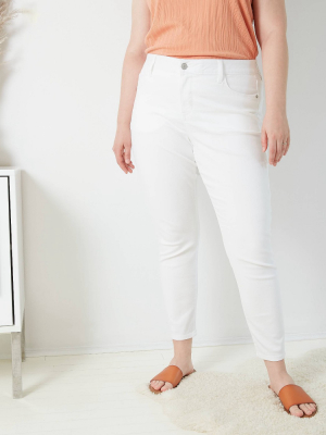 Women's Plus Size Mid-rise Straight Leg Jeans - Ava & Viv™ White