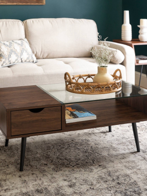 Mid Century Modern Wood And Glass Coffee Table - Saracina Home