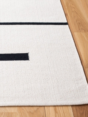 Ivory And Black Line Coastal Rug