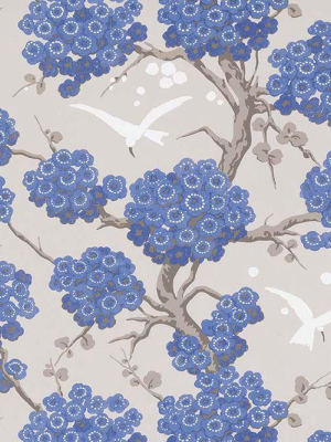 Japonerie Wallpaper In Blue And Tan From The Verdanta Collection By Osborne & Little