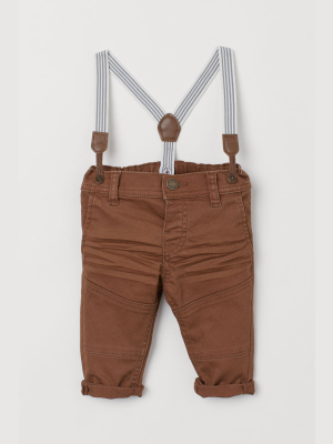 Twill Pants With Suspenders