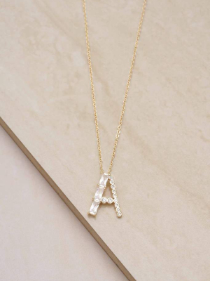 Mixed Crystal Initial 18k Gold Plated Necklace