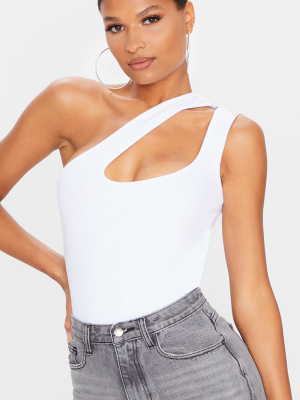 White Rib Cut Out Sleeveless Bodysuit