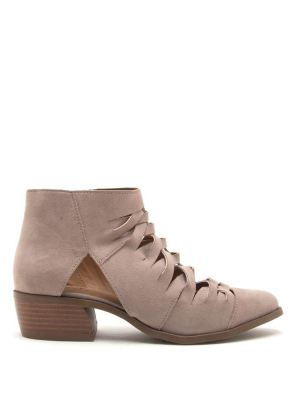 Rager-56 Taupe Braided Vamp Bootie