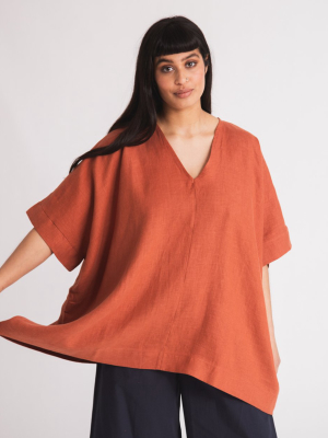 Leonor Linen Top In Clay By Beaumont Organic