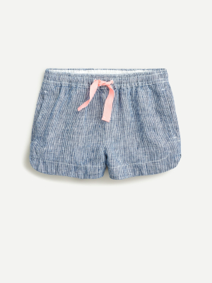 Girls' Fishtail-hem Short In Linen