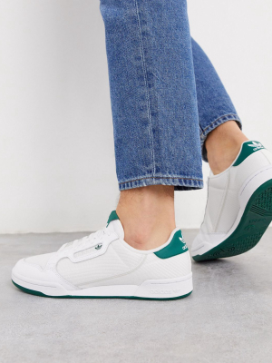 Adidas Originals Continental 80 Sneakers In White With Green Tab