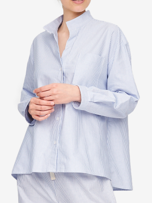 Long Sleeve Shirt Blue Oxford Stripe