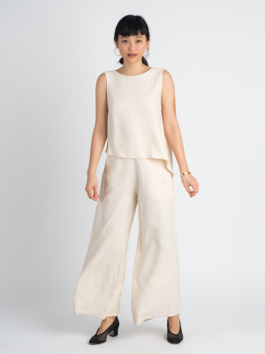 Flute Wide Leg Pant - Beige