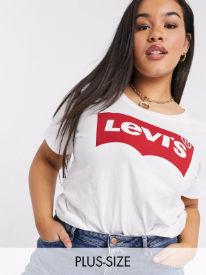 Levi's Plus T-shirt With Batwing Logo In White