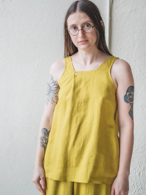 Edith Top In Chartreuse Linen