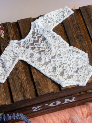 Lace Bodysuit - White - Model 1