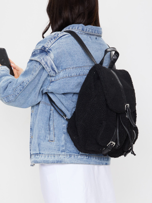 Black Fur Backpack