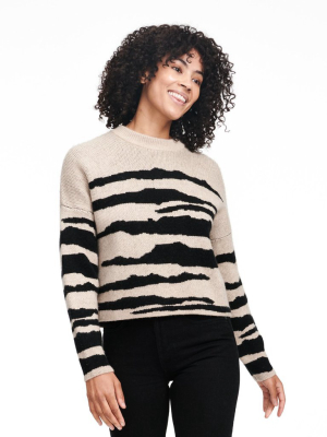 Wool Cashmere Tiger Stripe Crewneck Sweater