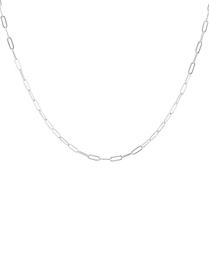 Sterling Silver Rectangular Chain Choker Collar Necklace