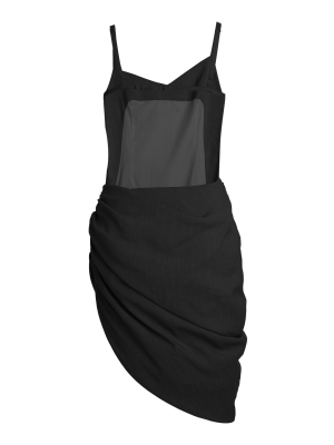 Saudade Asymmetric Draped Hemp-blend Mini Dress